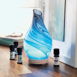 Blown Glass Aromatherapy Diffuser with Lights, , large