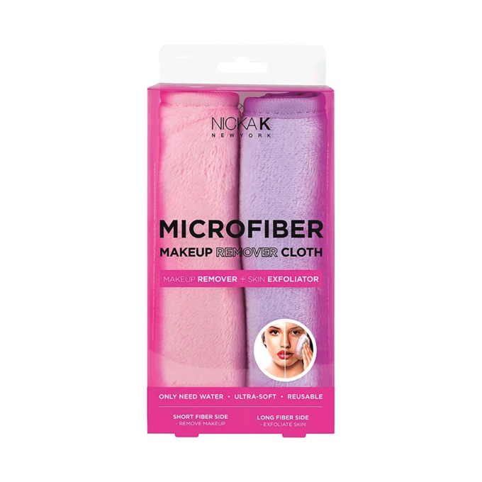 Set of 2 Microfiber Makeup Remover Cloths, Pink Purple, large