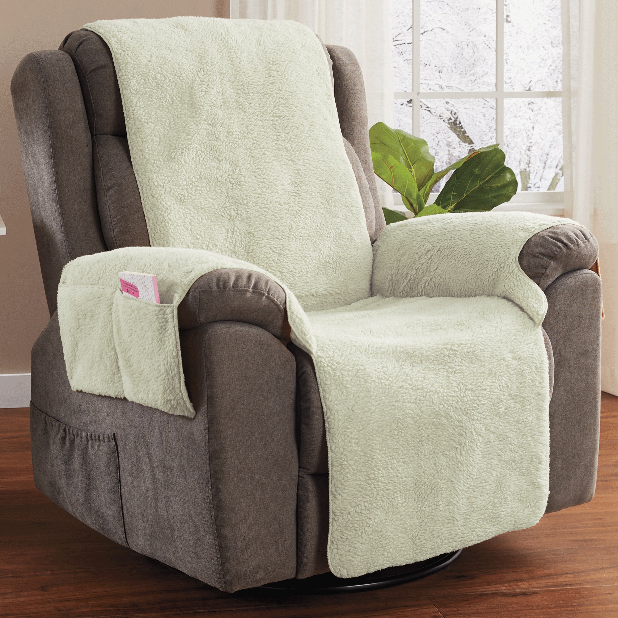 Recliner Chair Cover, Natural, large