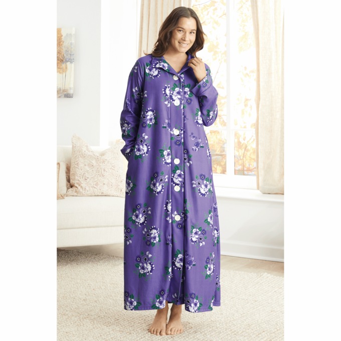 Ribbed Fleece Robe, , large