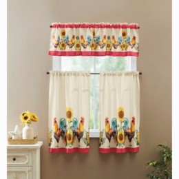 3-Piece Rooster Curtain Set, , large