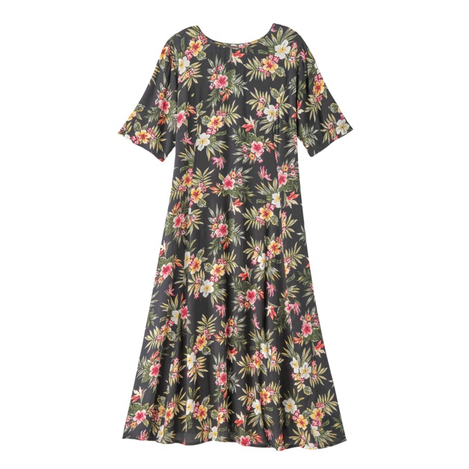Short-Sleeve Floral Crinkle Dress, , large