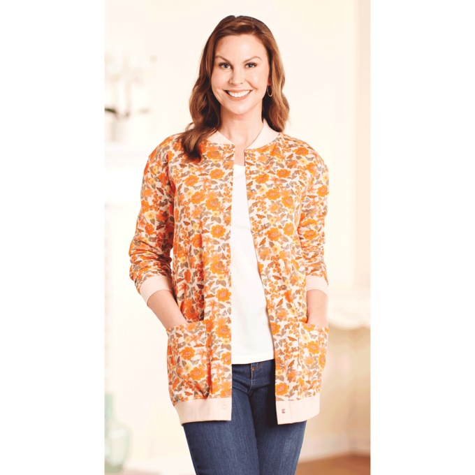 Snap-Front Cotton-Blend Women's Cardigan, , large