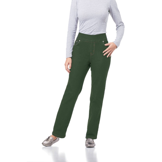 Pull-on Straight Leg Jeans, , large