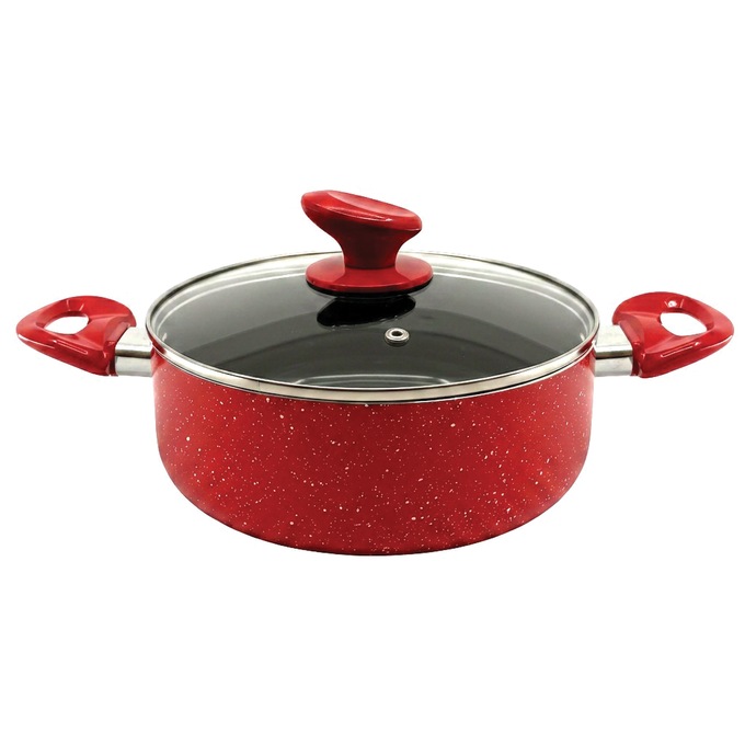 Chef Tested 11-Piece Granite Ceramic Nonstick Cookware Set, Red, large