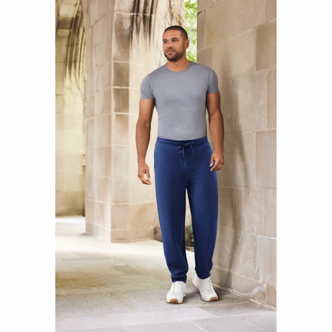 Men's Crewneck Sweatshirt & Fleece Jogger, Navy, large