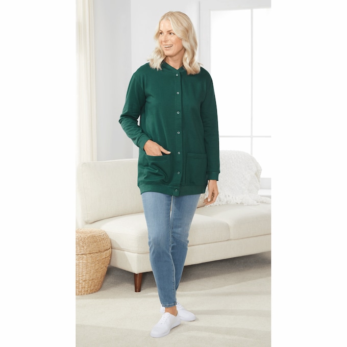 Snap-Front Cotton-Blend Women's Cardigan, , large