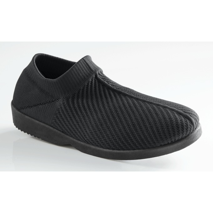 Stretch Woven Comfort Slipper, Black, large