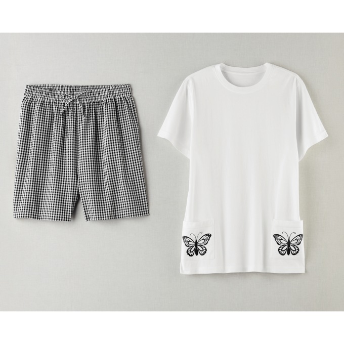 2-Piece Short Set, Black White, large