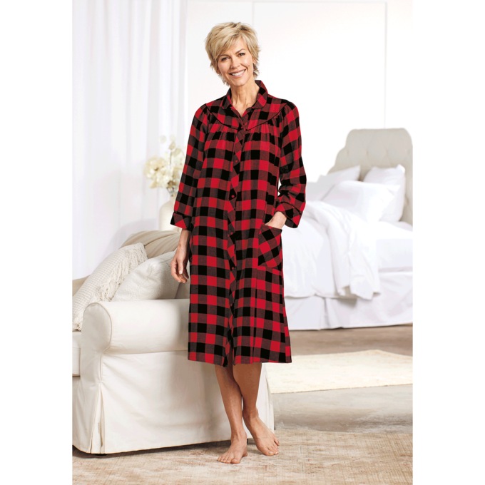 Flannel Snap-Front Duster, , large
