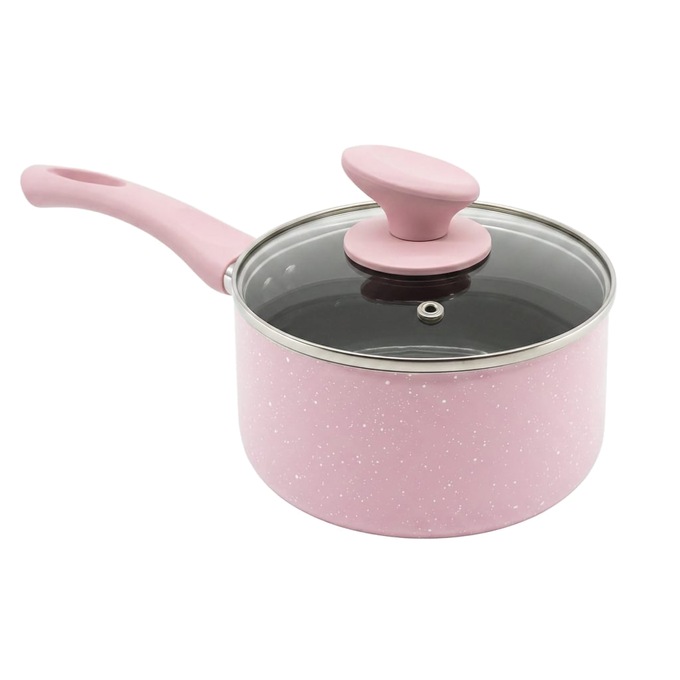 Chef Tested 11-Piece Granite Ceramic Nonstick Cookware Set, Pink, large