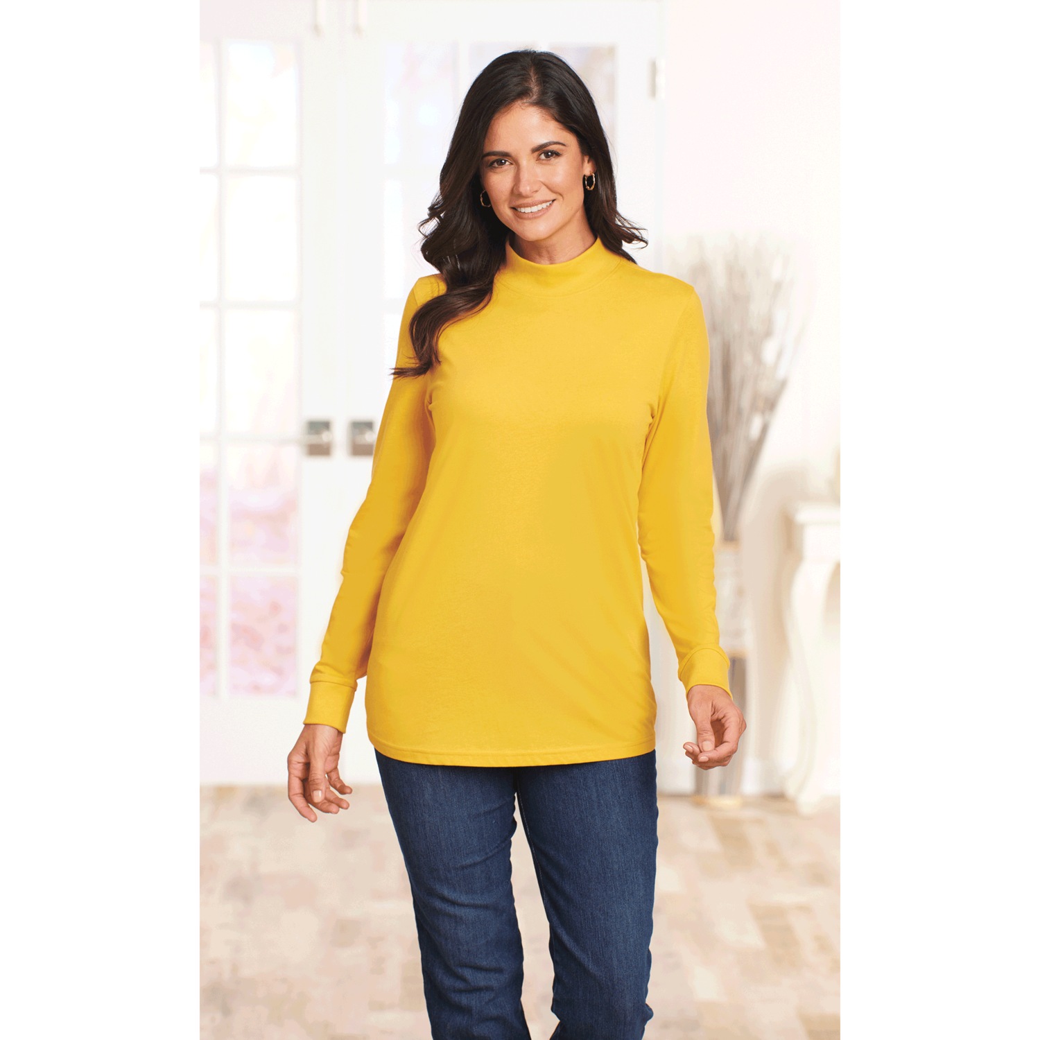Long-Sleeve Mock Neck Top | Harriet Carter