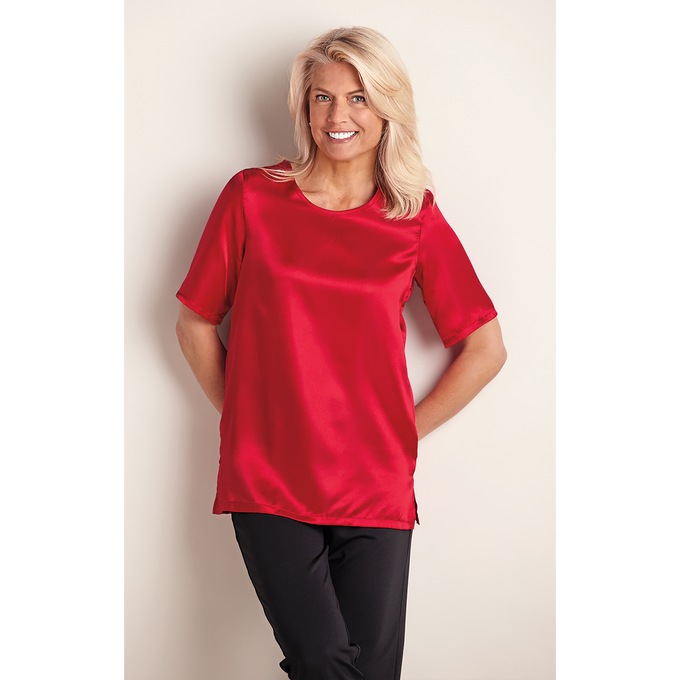 Satin Blouse, Red, large