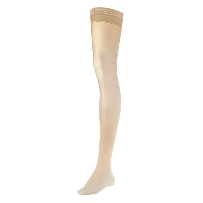 Aerated Cotton-Sole Compression Thigh High 3-Pack, Nude, large