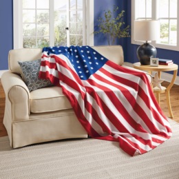 Plush Novelty Throw Blanket, American Flag, large