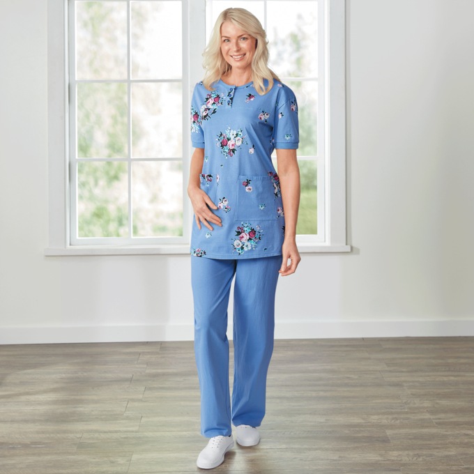 Short-Sleeve Henley Pant Set, , large