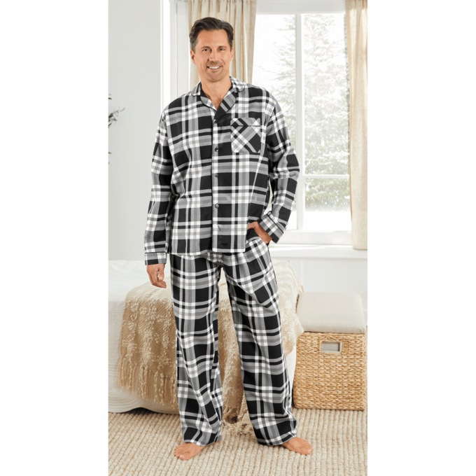 Men's 100% Cotton Flannel PJ Set, , large