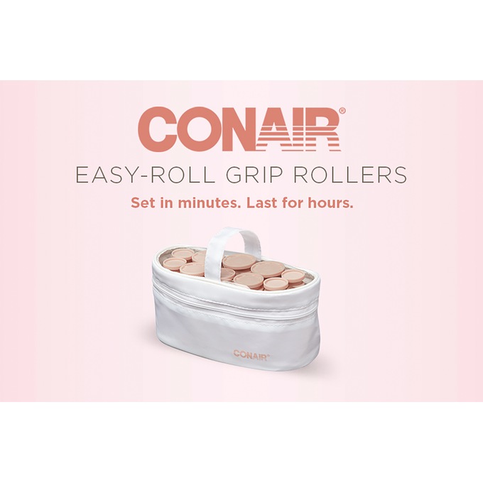 Conair 10-Piece Hot Rollers Set with Travel Bag, Pink, large