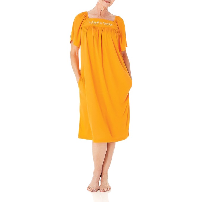 Embroidered Solid Waltz Lounger, Mango, large