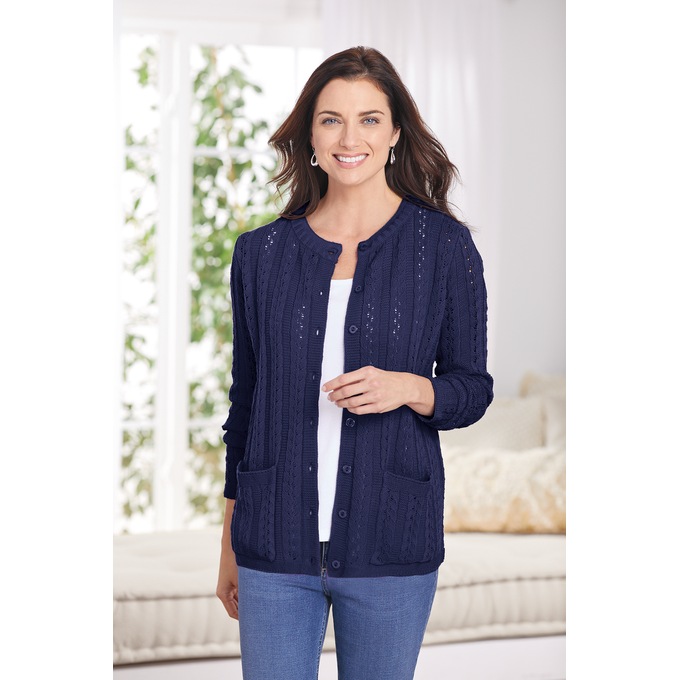 Cable Knit Cardigan, , large