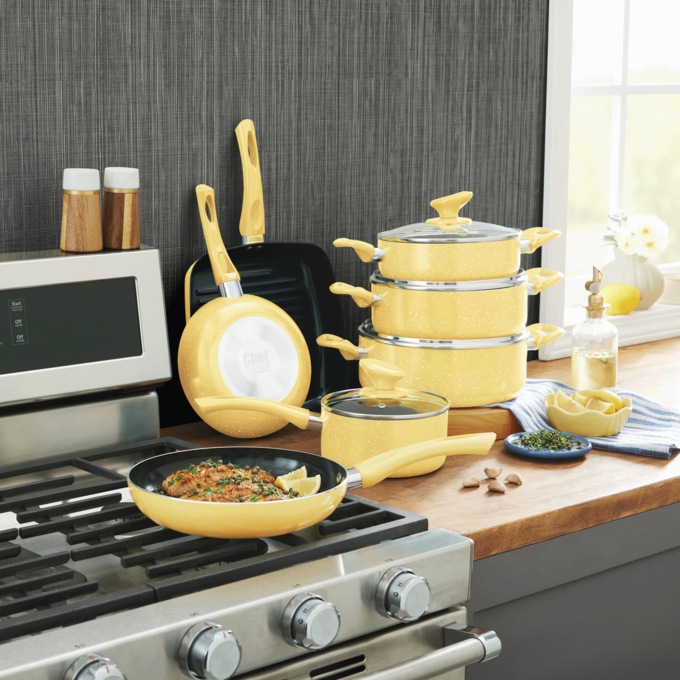 Chef Tested 11-Piece Granite Ceramic Nonstick Cookware Set, , large