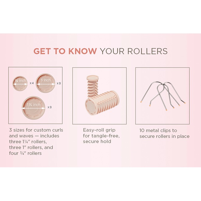 Conair 10-Piece Hot Rollers Set with Travel Bag, Pink, large