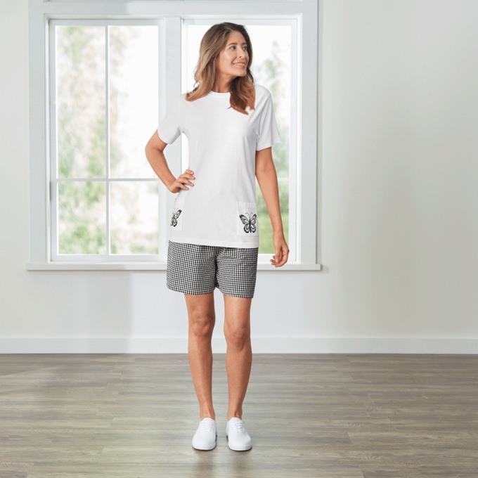 2-Piece Short Set, Black White, large