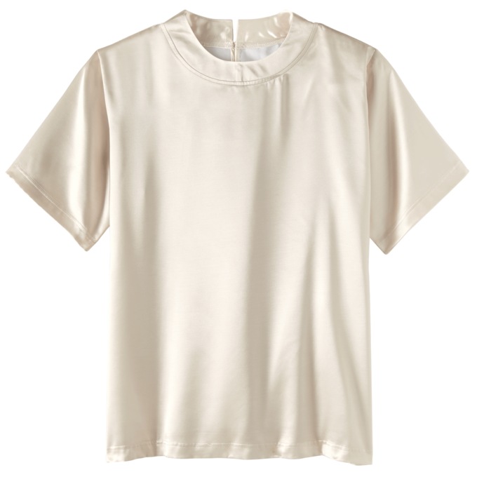 Women's Satin Blouse with Short Sleeves, , large