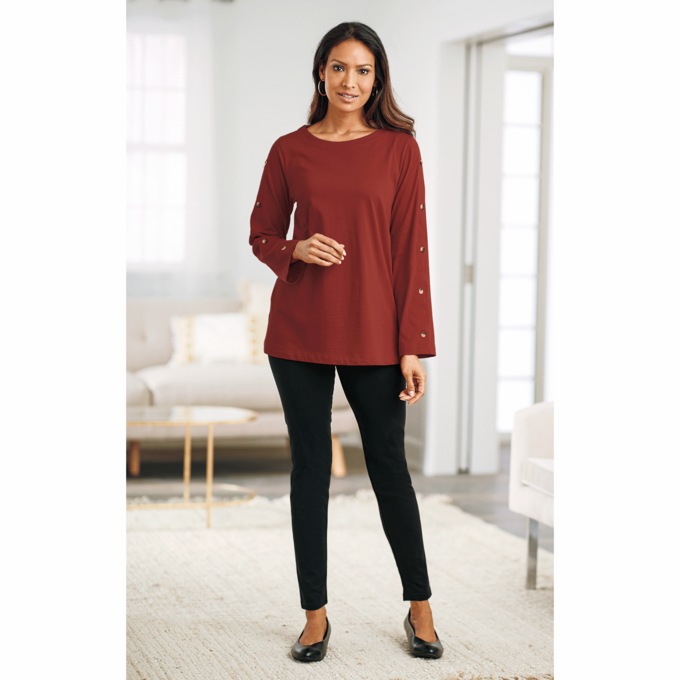 Button-Sleeve Top, , large