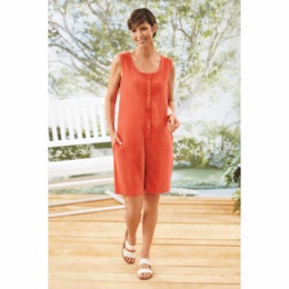 Button-Front Terry Romper, , large