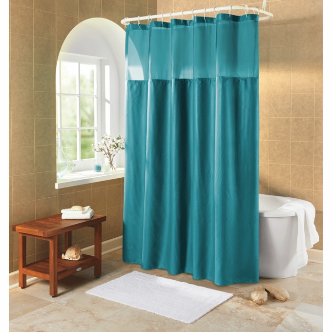 Serene Snap Shower Curtain, Azure, large