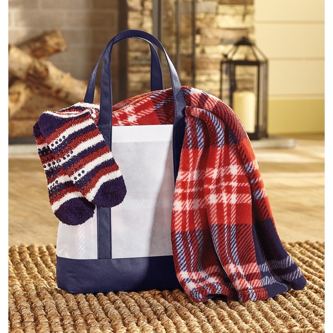 Tote, Throw & Sock Set, , large
