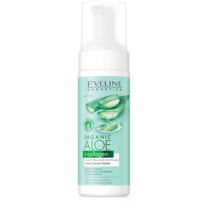 Eveline Organic Aloe + Collagen Face Wash Foam, , large