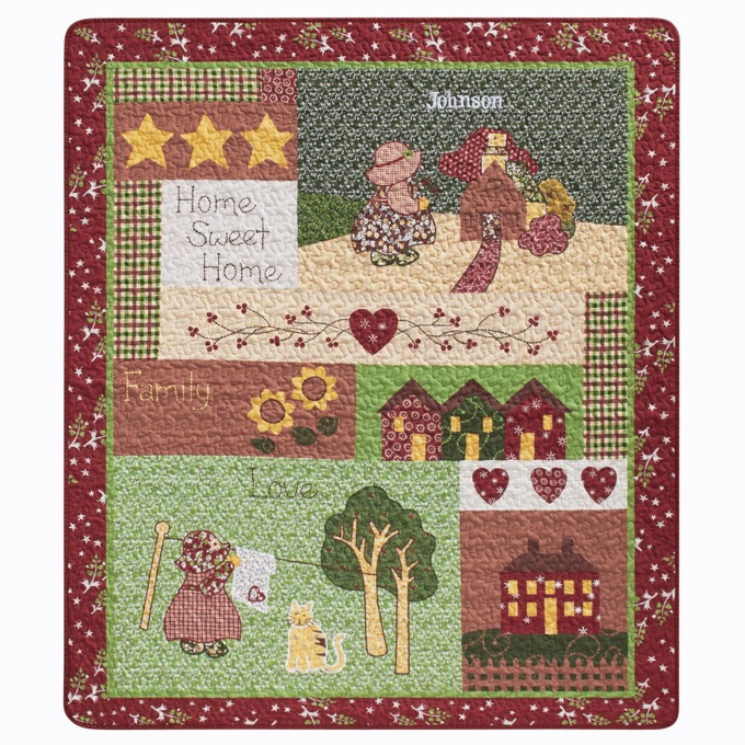 Home Sweet Home Embroidered Quilt, , large