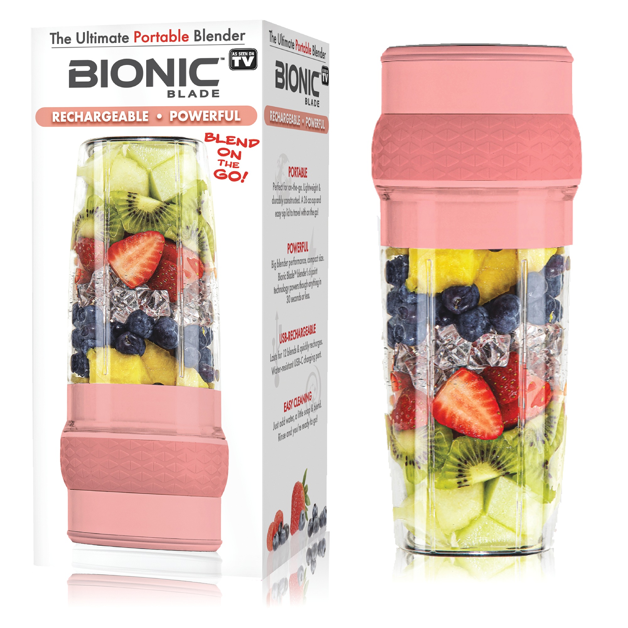 Bionic Blade Portable Blender, Peach, large