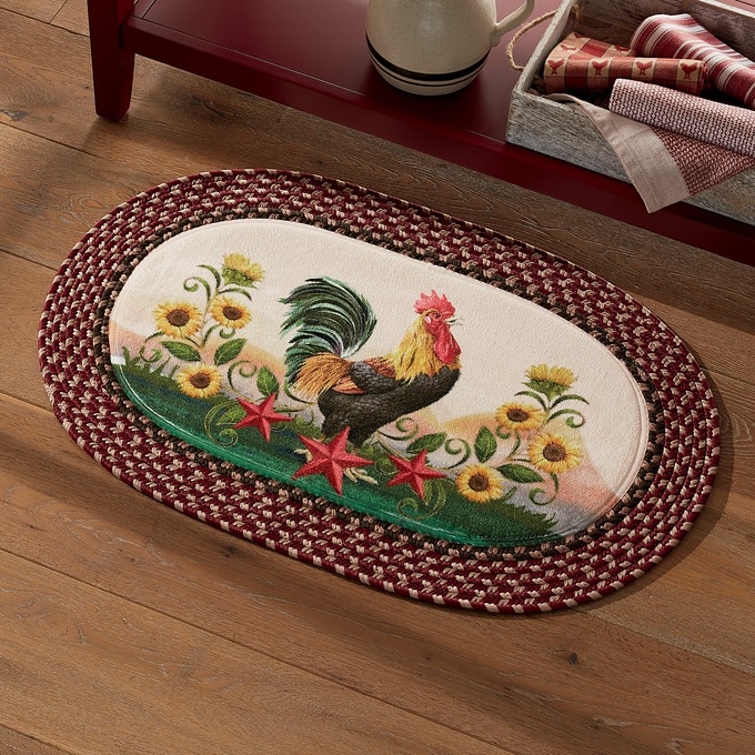 Rooster Braided Kitchen Mat - 20" x 30", , large