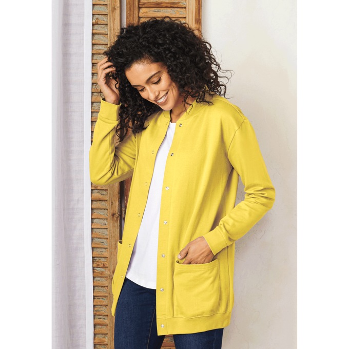 Snap-Front Cardigan, Buttercup, large