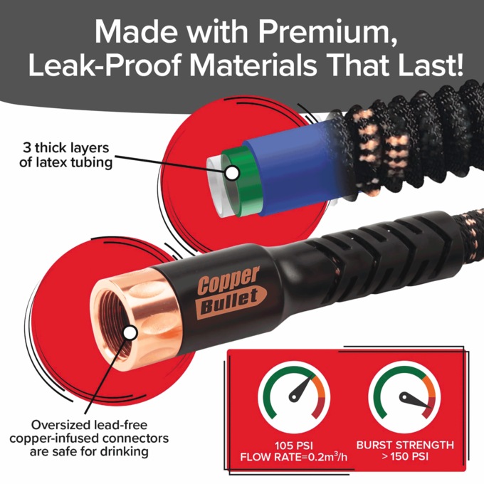 Copper Bullet Expanding Garden Hose 25 Feet, , large