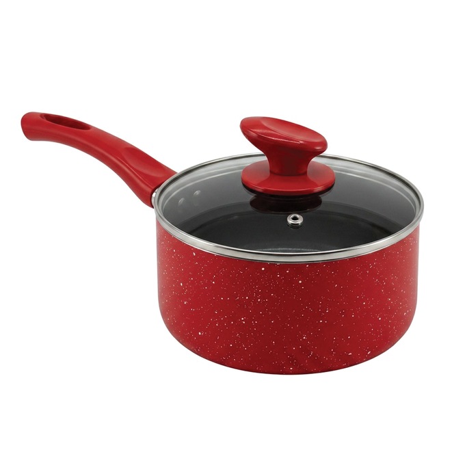 Chef Tested 11-Piece Granite Ceramic Nonstick Cookware Set, Red, large