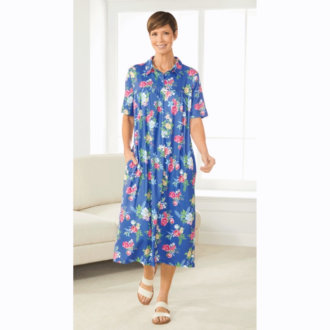 Short-Sleeve Collared Dress, , large