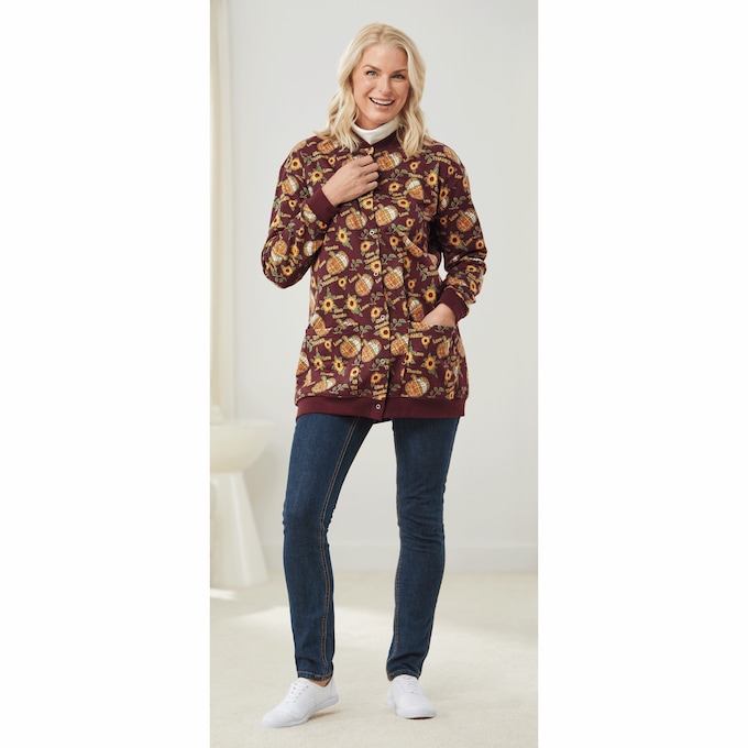 Snap-Front Cotton-Blend Women's Cardigan, , large