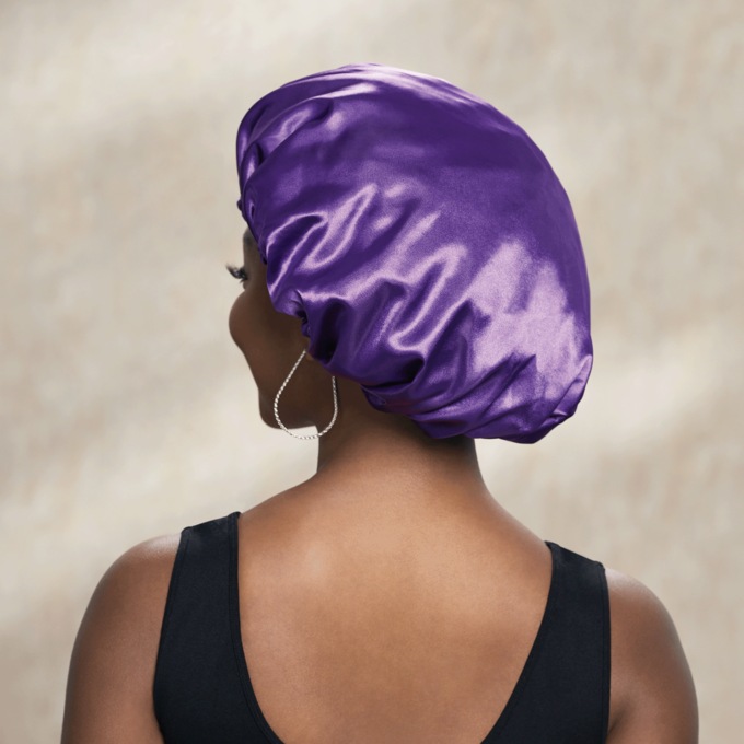 2-Pack Satin Sleep Caps, Purple, large