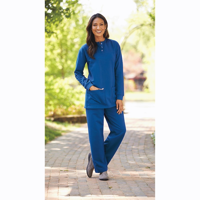 Henley Pantset Solid Harriet Carter