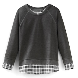 Plaid Accent Sweatshirt, , large