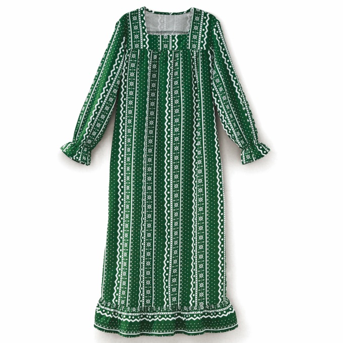 Square-Neck Flannel Nightgown, , large