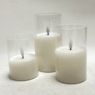 Set of 3 Transparent Bullet Glass LED Candles, , large