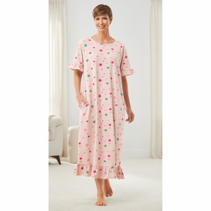Ruffle-Trim Lounge Dress, , large
