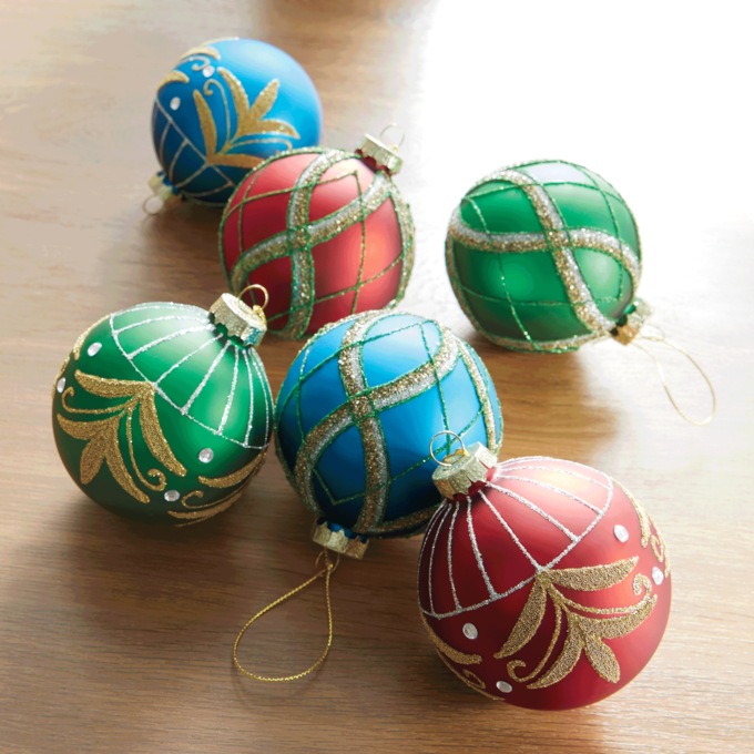 Set of 6 Vintage-Style Ornaments, , large