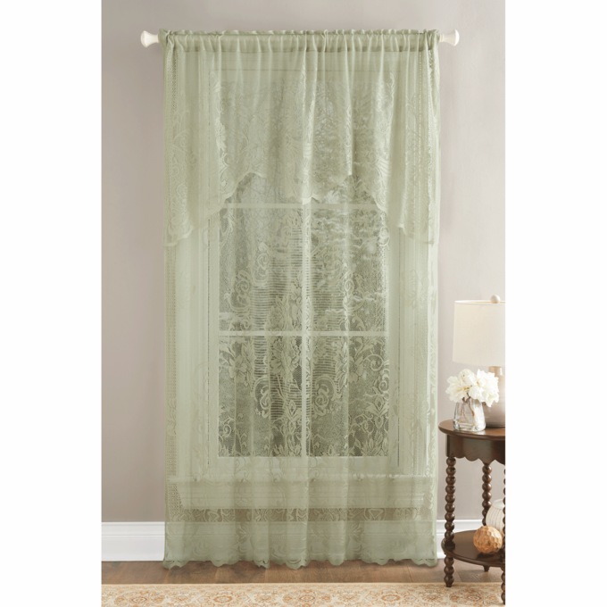 Lace Panel With Valance, Sage, large