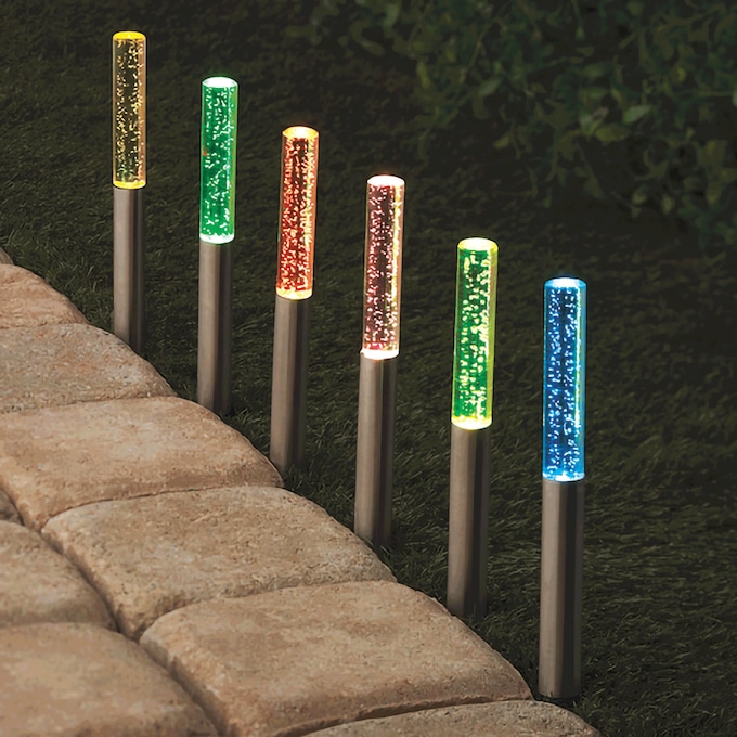 Set of 6 Solar LED Yard Lights, , large